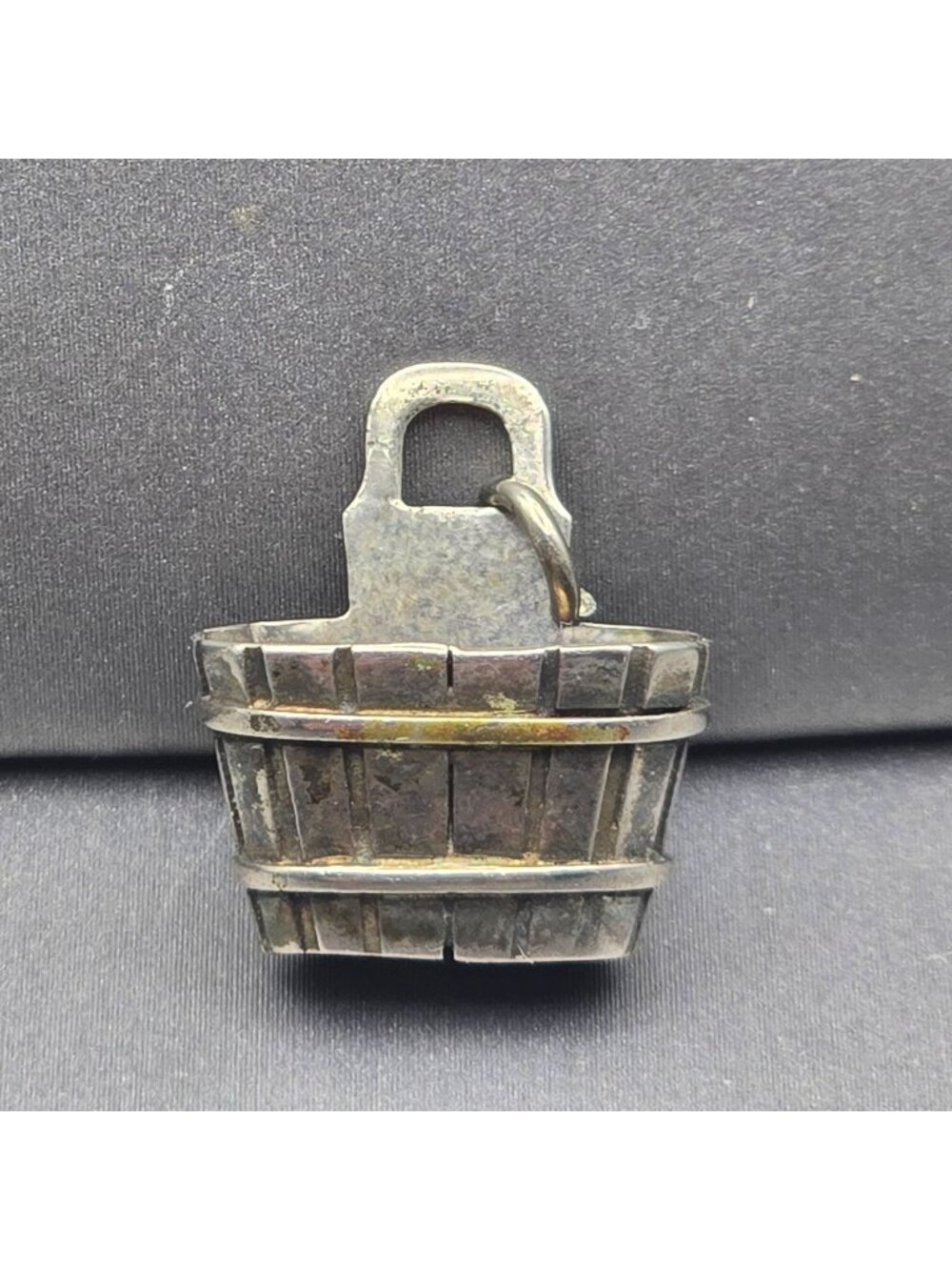 Vintage 800 Silver Basket Charm Pendant Signed CM Miniature European Small Token